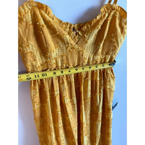 Lulus Charm and Charisma Spaghetti Straps Mustard Yellow Floral Midi Dress Sz XS - Picture 11 of 14